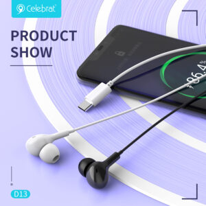 CELEBRAT earphones με μικρόφωνο D13, USB-C, 1.2m, λευκά | Αξεσουάρ κινητών | elabstore.gr