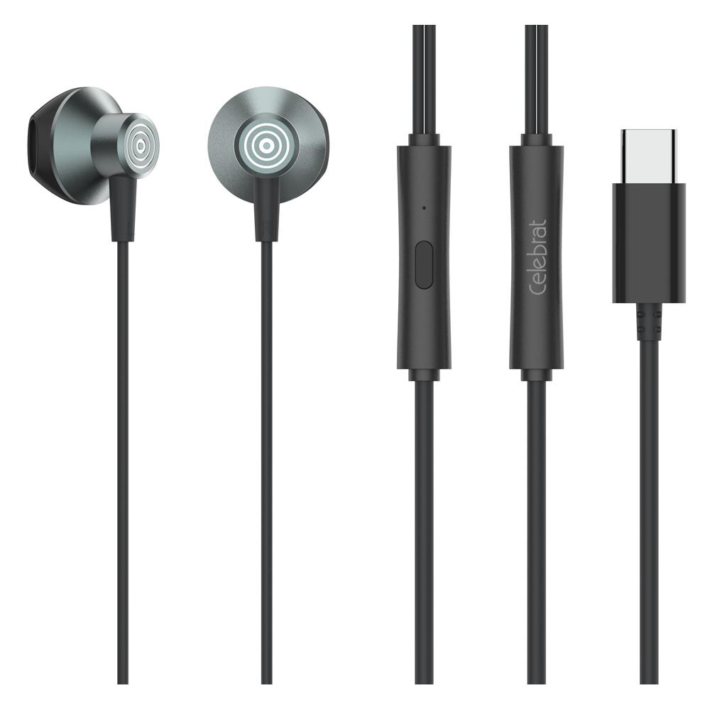 CELEBRAT earphones με μικρόφωνο D14, USB-C, 1.2m, μαύρα | eLabstore.gr CELEBRAT earphones με μικρόφωνο D14, USB-C, 1.2m, μαύρα | Αξεσουάρ κινητών | elabstore.gr
