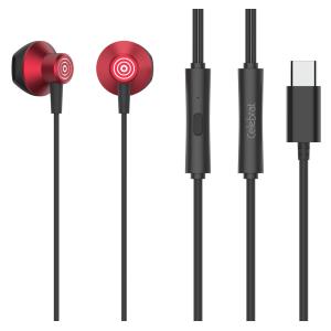 CELEBRAT earphones με μικρόφωνο D14, USB-C, 1.2m, κόκκινα | Αξεσουάρ κινητών | elabstore.gr