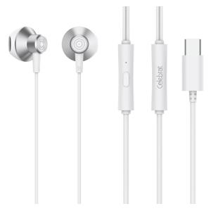 CELEBRAT earphones με μικρόφωνο D14, USB-C, 1.2m, λευκά | Αξεσουάρ κινητών | elabstore.gr