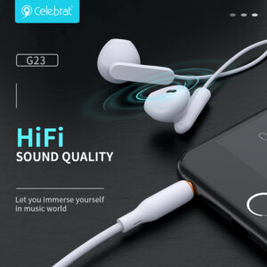 CELEBRAT earphones με μικρόφωνο G23, 3.5mm, 1.2m, λευκά | Αξεσουάρ κινητών | elabstore.gr