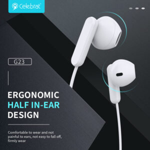 CELEBRAT earphones με μικρόφωνο G23, 3.5mm, 1.2m, λευκά | Αξεσουάρ κινητών | elabstore.gr