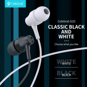 CELEBRAT earphones με μικρόφωνο G25, 3.5mm, 1.2m, μαύρα | Αξεσουάρ κινητών | elabstore.gr