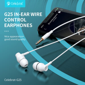 CELEBRAT earphones με μικρόφωνο G25, 3.5mm, 1.2m, λευκά | Αξεσουάρ κινητών | elabstore.gr