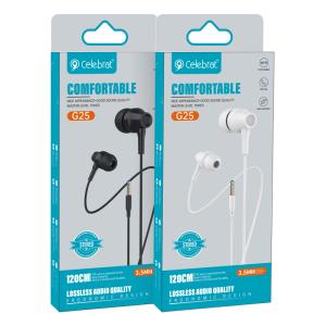CELEBRAT earphones με μικρόφωνο G25, 3.5mm, 1.2m, λευκά | Αξεσουάρ κινητών | elabstore.gr