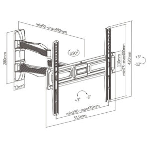 BRATECK επιτοίχια βάση LPA75-443 για τηλεόραση 32-55", full motion, 35kg | eLabstore.gr