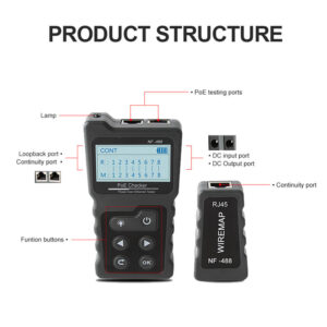 NOYAFA tester καλωδίων δικτύου NF-488 για RJ45 PoE | Εργαλεία | elabstore.gr