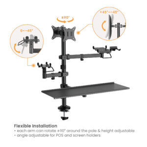 BRATECK βάση γραφείου PMM-02LD για 2x οθόνες 17"-32"/POS/πληκτρολόγιο | Εικόνα & Ήχος | elabstore.gr