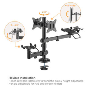 BRATECK βάση γραφείου PMM-02SD για 2x οθόνες 17"-32"/POS/printer | Εικόνα & Ήχος | elabstore.gr