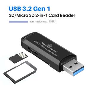 POWERTECH card reader PT-1112 για SD & micro SD, USB 3.2, 5Gbps, μαύρο | Συνοδευτικά PC | elabstore.gr