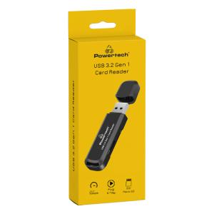 POWERTECH card reader PT-1112 για SD & micro SD, USB 3.2, 5Gbps, μαύρο | Συνοδευτικά PC | elabstore.gr
