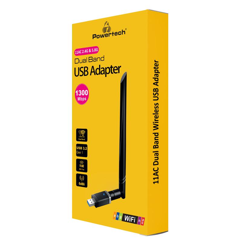 POWERTECH ασύρματος USB αντάπτορας PT-1132, 1300Mbps, 2.4/5GHz, 6dBi | eLabstore.gr POWERTECH ασύρματος USB αντάπτορας PT-1132, 1300Mbps, 2.4/5GHz, 6dBi | Δικτυακά | elabstore.gr