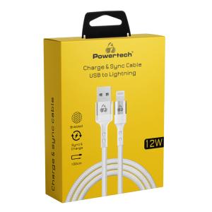 POWERTECH καλώδιο USB σε Lightning PTR-0126, 12W 2.4A, copper, 1m, λευκό | Καλώδια - Αντάπτορες | elabstore.gr
