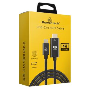 POWERTECH καλώδιο USB-C σε HDMI PTR-0137, 4K/60Hz, 10.2Gbit/s, 1m, μαύρο | Καλώδια - Αντάπτορες | elabstore.gr