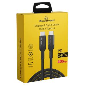 POWERTECH καλώδιο USB-C PTR-0139, PD 240W, 40Gbps, copper, 1m, μαύρο | Καλώδια - Αντάπτορες | elabstore.gr