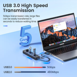 ORICO USB hub PW7U-U3 με 7x USB θύρες, 5Gbps, 50cm, μαύρο | Συνοδευτικά PC | elabstore.gr