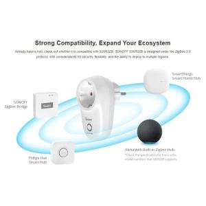 SONOFF smart αντάπτορας ρεύματος S26R2ZBTPF μονός, ZigBee, 4000W, λευκός | Τροφοδοσία Ρεύματος | elabstore.gr