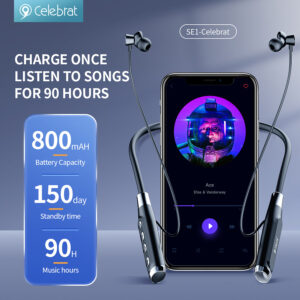 CELEBRAT earphones SE1 με μαγνήτη, Bluetooth 5.3, 800mAh, Φ12mm, μαύρα | Αξεσουάρ κινητών | elabstore.gr