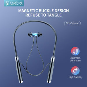 CELEBRAT earphones SE1 με μαγνήτη, Bluetooth 5.3, 800mAh, Φ12mm, μαύρα | Αξεσουάρ κινητών | elabstore.gr