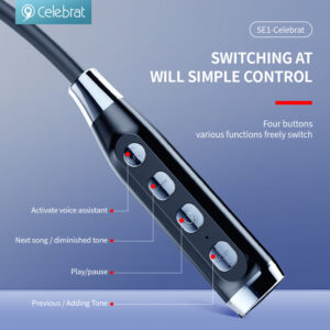 CELEBRAT earphones SE1 με μαγνήτη, Bluetooth 5.3, 800mAh, Φ12mm, μαύρα | Αξεσουάρ κινητών | elabstore.gr