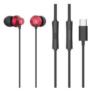 CELEBRAT earphones με μικρόφωνο D15, USB-C, 1.2m, κόκκινα | Αξεσουάρ κινητών | elabstore.gr