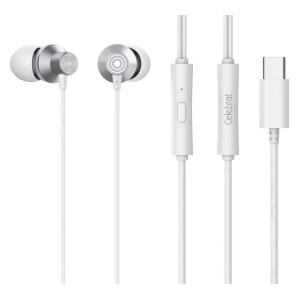 CELEBRAT earphones με μικρόφωνο D15, USB-C, 1.2m, λευκά | Αξεσουάρ κινητών | elabstore.gr