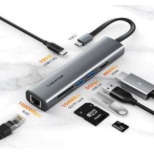 CABLETIME docking station CT-HUBP7-AG, 7 θυρών, USB-C, 100W, 4K, μαύρο | Συνοδευτικά PC | elabstore.gr