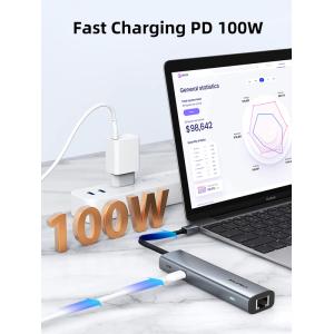 CABLETIME docking station CT-HUBP7-AG, 7 θυρών, USB-C, 100W, 4K, μαύρο | Συνοδευτικά PC | elabstore.gr