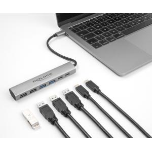 DELOCK USB-C hub 64232, 4x USB/2x USB-C θύρες, 10Gbps, γκρι | Συνοδευτικά PC | elabstore.gr