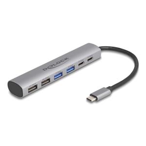 DELOCK USB-C hub 64232, 4x USB/2x USB-C θύρες, 10Gbps, γκρι | Συνοδευτικά PC | elabstore.gr