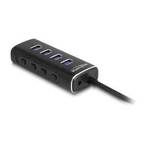 DELOCK USB-C hub 64233 με διακόπτες, 4x USB θύρες, 10Gbps, μαύρο | Συνοδευτικά PC | elabstore.gr