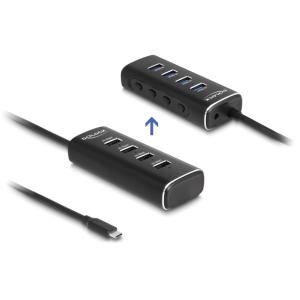 DELOCK USB-C hub 64233 με διακόπτες, 4x USB θύρες, 10Gbps, μαύρο | Συνοδευτικά PC | elabstore.gr