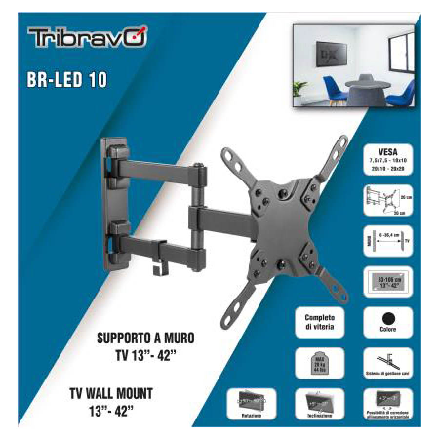 Βάση TV Bravo 13"- 42" με διπλό βραχίωνα Ρυθμιζόμενη BR LED 10 | eLabstore.gr Βάση TV Bravo 13"- 42" με διπλό βραχίωνα Ρυθμιζόμενη BR LED 10 | Αξεσουάρ &Περιφερειακά TV | elabstore.gr