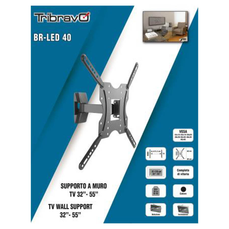 Βάση TV Bravo 32"- 55" με μονό βραχίωνα Ρυθμιζόμενη BR LED 40 | eLabstore.gr Βάση TV Bravo 32"- 55" με μονό βραχίωνα Ρυθμιζόμενη BR LED 40 | Αξεσουάρ &Περιφερειακά TV | elabstore.gr