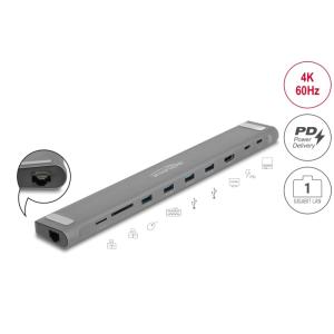 DELOCK docking station 87895, βάση laptop, 9 θυρών, 85W PD, 4K, γκρι | Συνοδευτικά PC | elabstore.gr