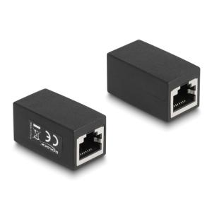 DELOCK σύνδεσμος RJ45 88003, θηλυκό σε θηλυκό, Cat.6, μαύρος | Καλώδια - Αντάπτορες | elabstore.gr