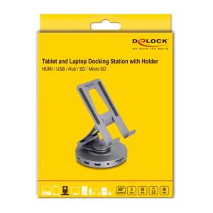 DELOCK docking station 88017 με βάση tablet, 8 θυρών, 60W PD, 4K, γκρι | eLabstore.gr