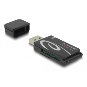 DELOCK card reader 91602 για SD & micro SD, USB, 480Mbps, μαύρο | Συνοδευτικά PC | elabstore.gr