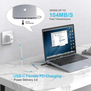 POWERTECH docking station CAB-UC080, 10 θυρών, βάση laptop, USB-C, γκρι | Συνοδευτικά PC | elabstore.gr