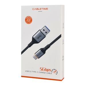 CABLETIME καλώδιο USB-C σε USB CT-AMCMG1, 3A, 5Gbps, 1m, μαύρο | Καλώδια - Αντάπτορες | elabstore.gr