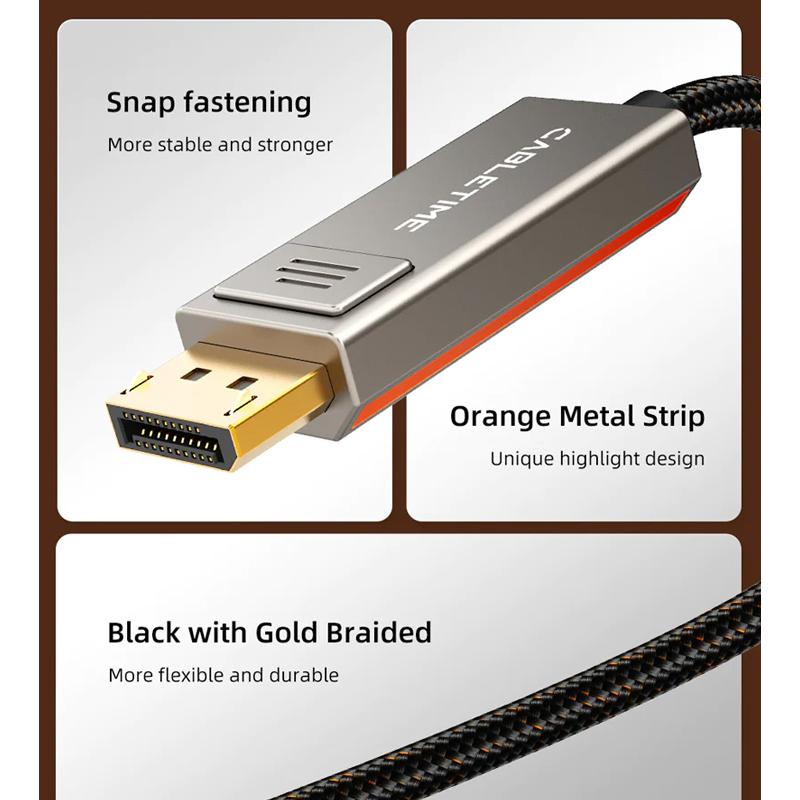 CABLETIME καλώδιο USB-C σε DisplayPort CT-CBD8K, 8K/60Hz, 2m, μαύρο | eLabstore.gr CABLETIME καλώδιο USB-C σε DisplayPort CT-CBD8K, 8K/60Hz, 2m, μαύρο | Καλώδια - Αντάπτορες | elabstore.gr