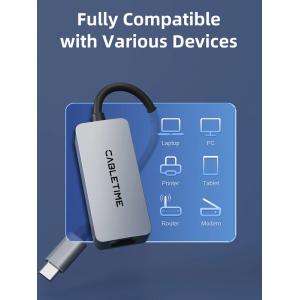 CABLETIME αντάπτορας USB-C σε RJ45 CT-CML2500, 2.5Gbps, γκρι | Δικτυακά | elabstore.gr