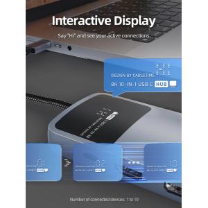 CABLETIME docking station CT-HUBD1-AG, 10 θυρών, USB-C, 4K, 100W, γκρι | Συνοδευτικά PC | elabstore.gr