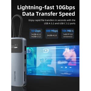 CABLETIME docking station CT-HUBD1-AG, 10 θυρών, USB-C, 4K, 100W, γκρι | Συνοδευτικά PC | elabstore.gr