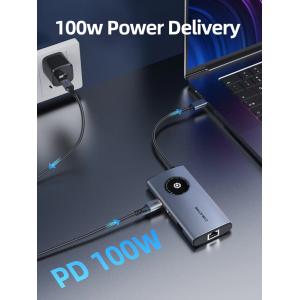 CABLETIME docking station CT-HUBL3-AG, 8 θυρών, USB-C, 4K, 100W, γκρι | eLabstore.gr