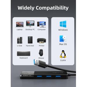 CABLETIME USB hub CT-HUBT2-PB, 4x θυρών, 5Gbps, 1m, μαύρο | Συνοδευτικά PC | elabstore.gr