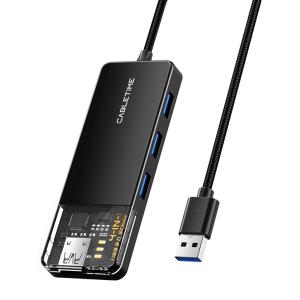 CABLETIME USB hub CT-HUBT2-PB, 4x θυρών, 5Gbps, 1m, μαύρο | Συνοδευτικά PC | elabstore.gr