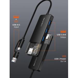 CABLETIME USB hub CT-HUBT3-PB, 4x θυρών, USB/USB-C σύνδεση, 5Gbps, μαύρο | Συνοδευτικά PC | elabstore.gr