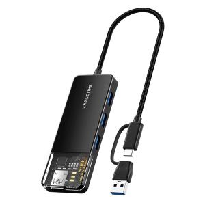 CABLETIME USB hub CT-HUBT3-PB, 4x θυρών, USB/USB-C σύνδεση, 5Gbps, μαύρο | Συνοδευτικά PC | elabstore.gr