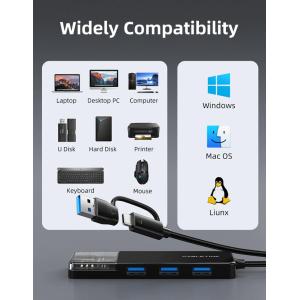 CABLETIME USB hub CT-HUBT3-PB, 4x θυρών, USB/USB-C σύνδεση, 5Gbps, μαύρο | Συνοδευτικά PC | elabstore.gr